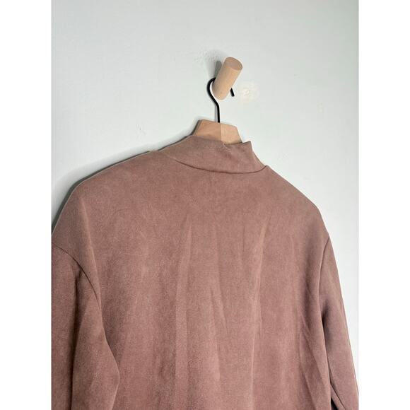 Tahari Faux Suede Half Zip Sweatshirt Size Medium Mauve Pullover - Picture 6 of 8